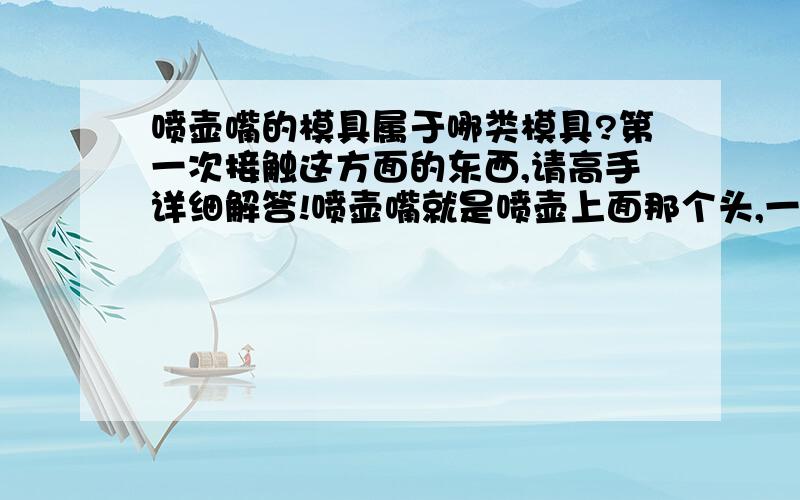 喷壶嘴的模具属于哪类模具?第一次接触这方面的东西,请高手详细解答!喷壶嘴就是喷壶上面那个头,一套的如果有高手可以介绍介绍这方面的工厂  那更感谢了!（能生产这样模具的工厂）