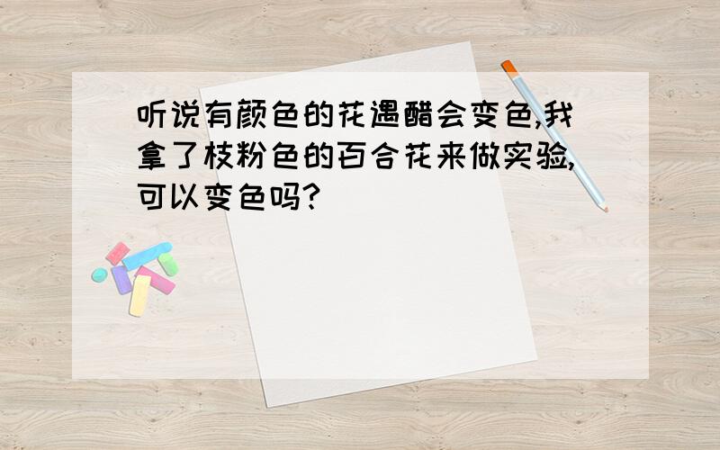 听说有颜色的花遇醋会变色,我拿了枝粉色的百合花来做实验,可以变色吗?