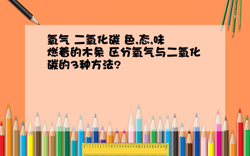 氧气 二氧化碳 色,态,味 燃着的木条 区分氧气与二氧化碳的3种方法?