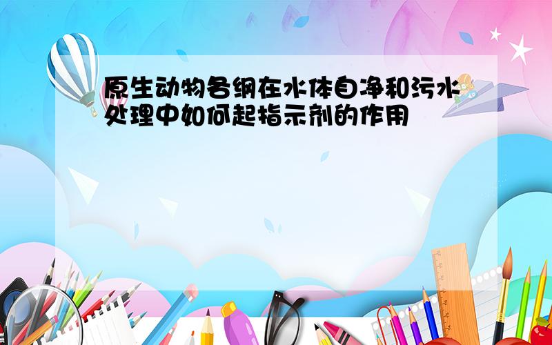 原生动物各纲在水体自净和污水处理中如何起指示剂的作用