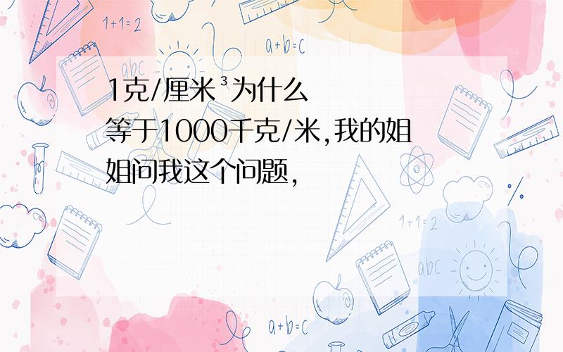 1克/厘米³为什么等于1000千克/米,我的姐姐问我这个问题,