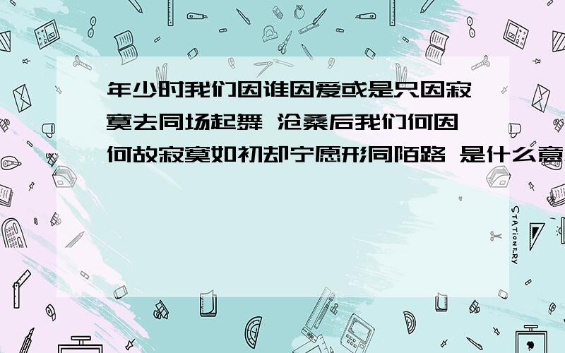 年少时我们因谁因爱或是只因寂寞去同场起舞 沧桑后我们何因何故寂寞如初却宁愿形同陌路 是什么意思?