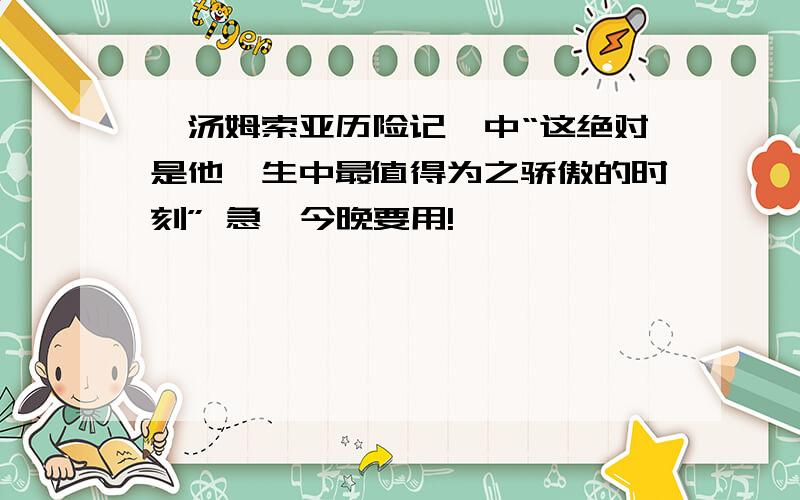 《汤姆索亚历险记》中“这绝对是他一生中最值得为之骄傲的时刻” 急,今晚要用!