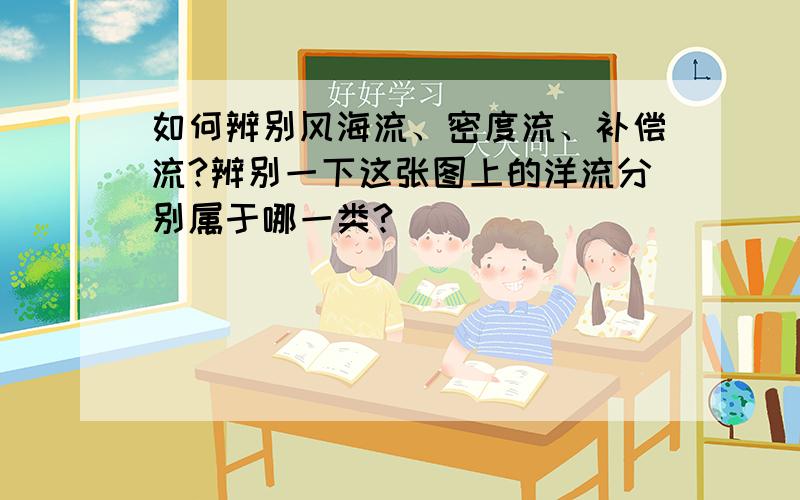 如何辨别风海流、密度流、补偿流?辨别一下这张图上的洋流分别属于哪一类?