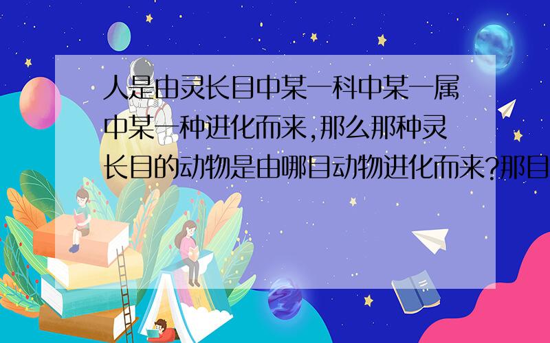 人是由灵长目中某一科中某一属中某一种进化而来,那么那种灵长目的动物是由哪目动物进化而来?那目动物又是由鱼纲中的哪目哪科哪属哪种进化而来?最好把进化流程按照种的进化先后顺序