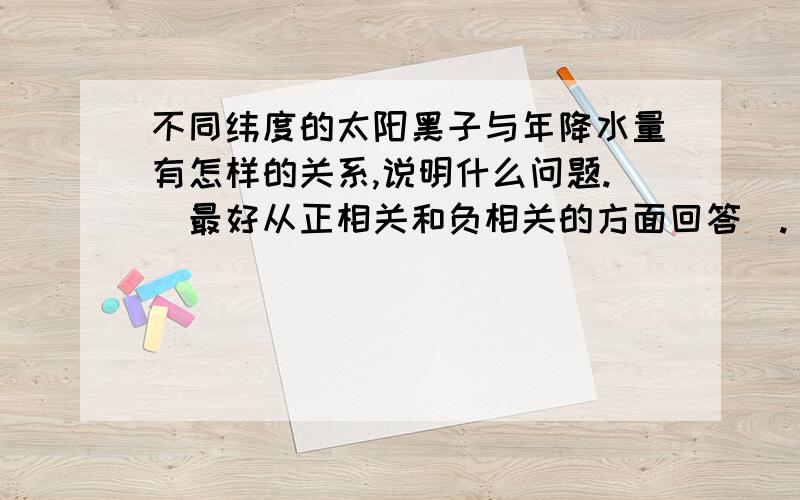 不同纬度的太阳黑子与年降水量有怎样的关系,说明什么问题.（最好从正相关和负相关的方面回答）.