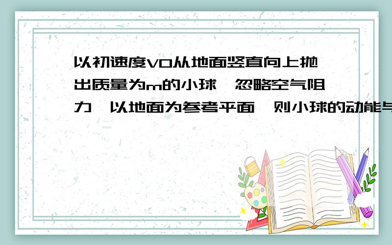 以初速度V0从地面竖直向上抛出质量为m的小球,忽略空气阻力,以地面为参考平面,则小球的动能与重力势能相等时离地面的高度为多少?