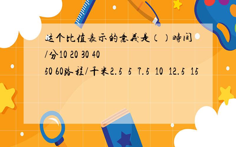 这个比值表示的意义是（）时间/分10 20 30 40 50 60路程/千米2.5  5  7.5  10  12.5  15