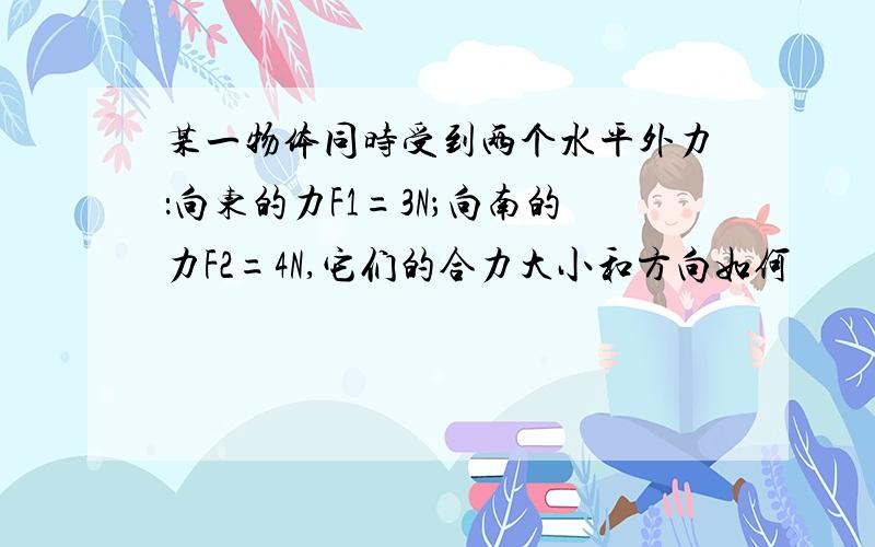 某一物体同时受到两个水平外力：向东的力F1=3N；向南的力F2=4N,它们的合力大小和方向如何