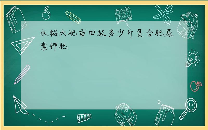 水稻大肥亩田放多少斤复合肥尿素钾肥