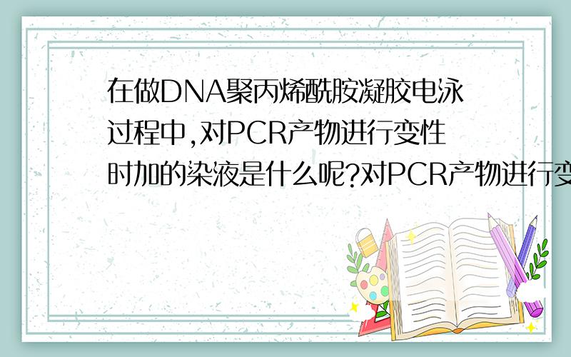 在做DNA聚丙烯酰胺凝胶电泳过程中,对PCR产物进行变性时加的染液是什么呢?对PCR产物进行变性时加的染液是不是也称为变性缓冲液呢?这个能直接买到吗?还有就是94度进行变性,这个操作是怎么