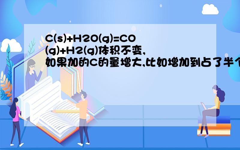 C(s)+H2O(g)=CO(g)+H2(g)体积不变,如果加的C的量增大,比如增加到占了半个容器,水分子的浓度会变么,可以说水分子的浓度么...