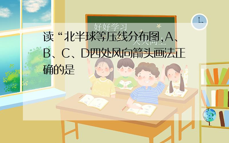 读“北半球等压线分布图,A、B、C、D四处风向箭头画法正确的是