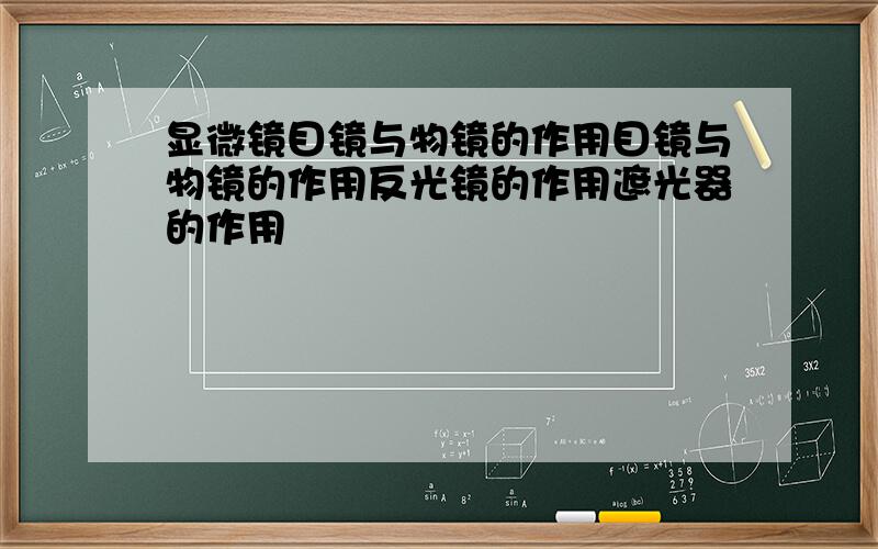 显微镜目镜与物镜的作用目镜与物镜的作用反光镜的作用遮光器的作用