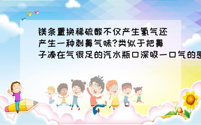 镁条置换稀硫酸不仅产生氢气还产生一种刺鼻气味?类似于把鼻子凑在气很足的汽水瓶口深吸一口气的感觉