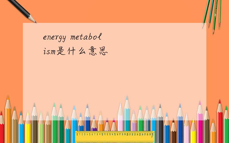 energy metabolism是什么意思