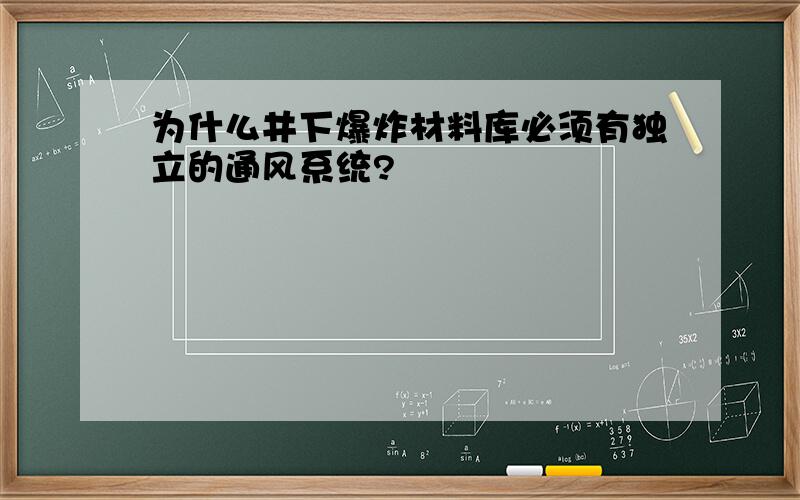 为什么井下爆炸材料库必须有独立的通风系统?