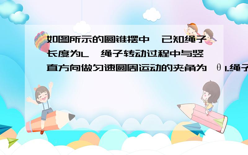 如图所示的圆锥摆中,已知绳子长度为L,绳子转动过程中与竖直方向做匀速圆周运动的夹角为 θ1.绳子拉力小球做匀速圆周运动的线速度