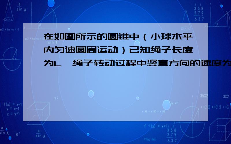 在如图所示的圆锥中（小球水平内匀速圆周运动）已知绳子长度为L,绳子转动过程中竖直方向的速度为gg夹角...在如图所示的圆锥中（小球水平内匀速圆周运动）已知绳子长度为L,绳子转动过