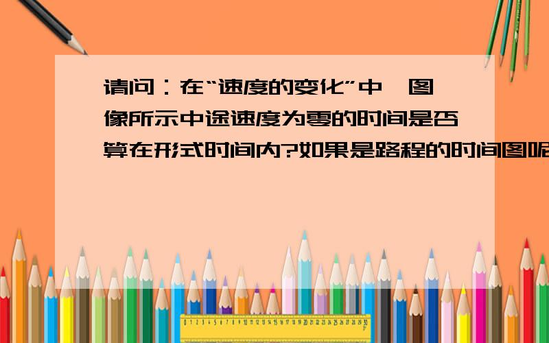 请问：在“速度的变化”中,图像所示中途速度为零的时间是否算在形式时间内?如果是路程的时间图呢?行驶时间