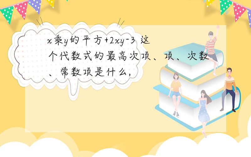 x乘y的平方+2xy-3 这个代数式的最高次项、项、次数、常数项是什么,