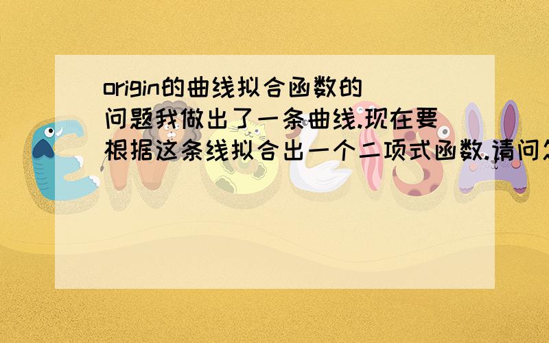 origin的曲线拟合函数的问题我做出了一条曲线.现在要根据这条线拟合出一个二项式函数.请问怎么拟合.拟合出来图下面的数字怎么看啊?我的是中文版的,