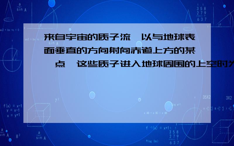 来自宇宙的质子流,以与地球表面垂直的方向射向赤道上方的某一点,这些质子进入地球周围的上空时为什么想下稍西偏转而不是东?