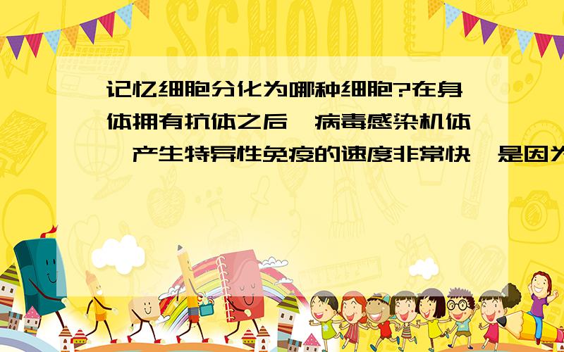 记忆细胞分化为哪种细胞?在身体拥有抗体之后,病毒感染机体,产生特异性免疫的速度非常快,是因为有记忆细胞的存在.那么记忆细胞是直接分化为抗体呢,还是先分化为浆细胞,再由浆细胞产生