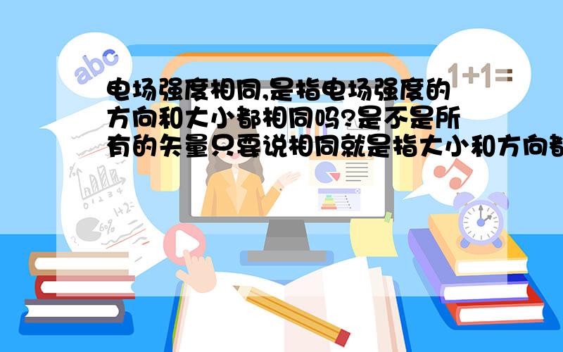 电场强度相同,是指电场强度的方向和大小都相同吗?是不是所有的矢量只要说相同就是指大小和方向都相同?大小相同而方向不同可以吗?