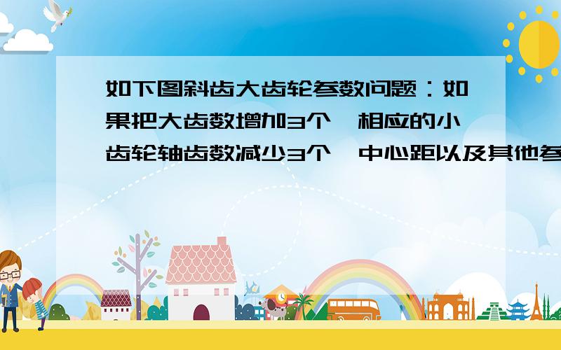 如下图斜齿大齿轮参数问题：如果把大齿数增加3个,相应的小齿轮轴齿数减少3个,中心距以及其他参数不变,那么大齿轮外径会增加多少?小齿轮轴会不会有什么影响?原来大齿轮外径尺寸为382.85