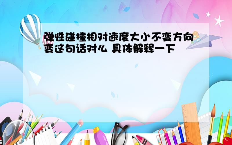 弹性碰撞相对速度大小不变方向变这句话对么 具体解释一下