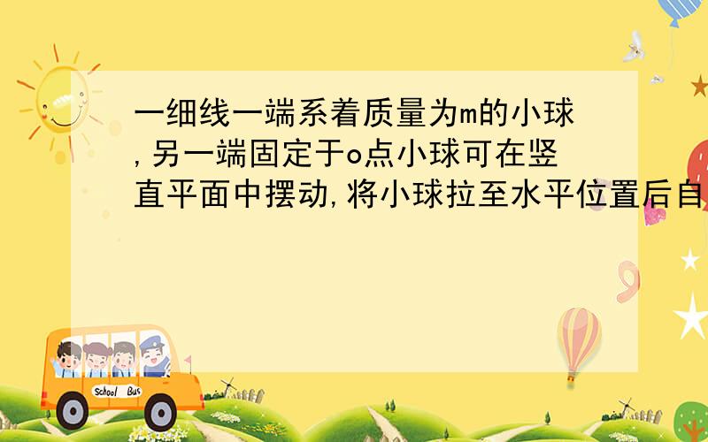 一细线一端系着质量为m的小球,另一端固定于o点小球可在竖直平面中摆动,将小球拉至水平位置后自由释放,当小球摆到与铅直线成θ角的位置时,小球的法向加速度大小为?