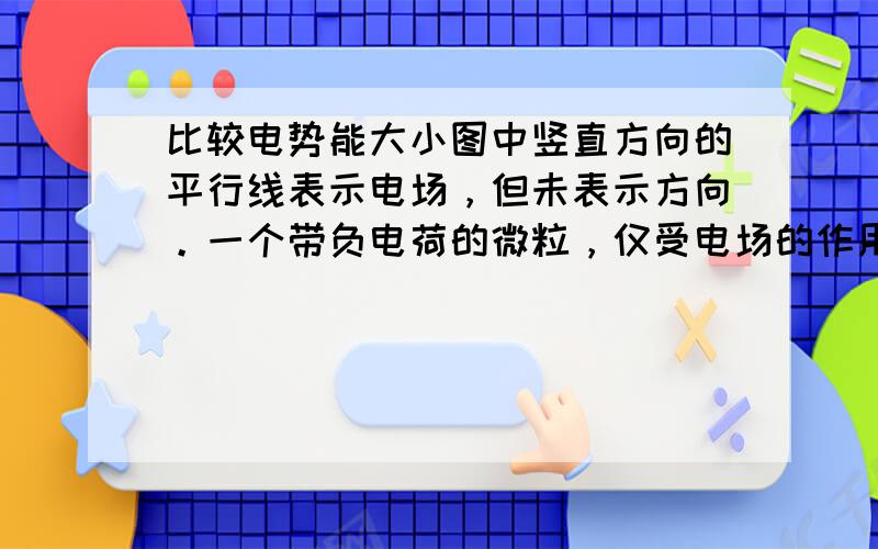 比较电势能大小图中竖直方向的平行线表示电场，但未表示方向。一个带负电荷的微粒，仅受电场的作用，从M运动到N点时动能增加，比较Mn电势我想说不是说沿着电场线方向电势能减少么