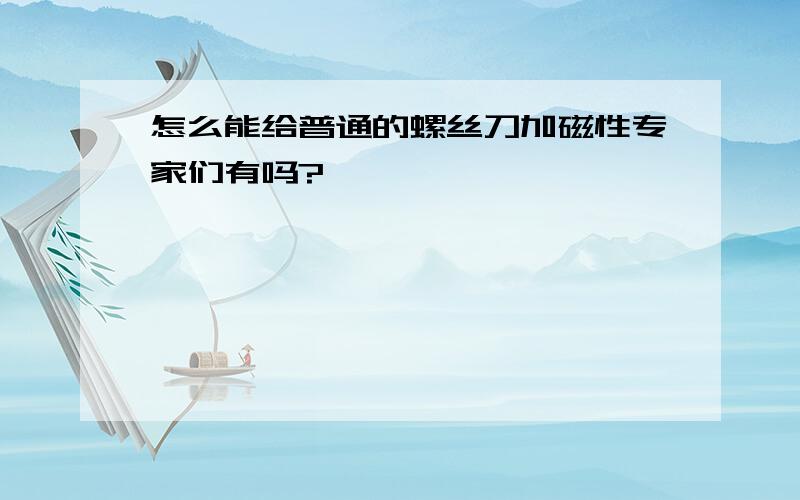 怎么能给普通的螺丝刀加磁性专家们有吗?