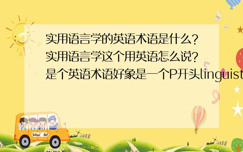 实用语言学的英语术语是什么?实用语言学这个用英语怎么说?是个英语术语好象是一个P开头linguistic结尾的,