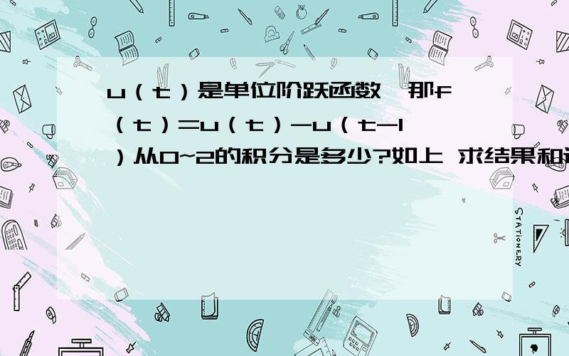 u（t）是单位阶跃函数,那f（t）=u（t）-u（t-1）从0~2的积分是多少?如上 求结果和计算过程