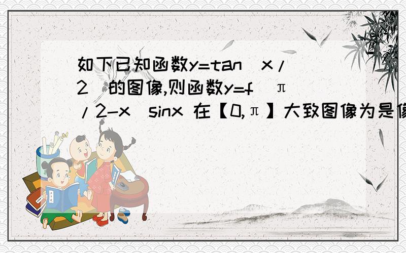 如下已知函数y=tan（x/2）的图像,则函数y=f(π/2-x)sinx 在【0,π】大致图像为是像正弦还是像余弦,还是……（欢迎补充）