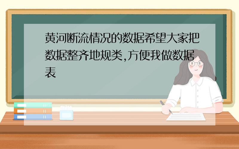 黄河断流情况的数据希望大家把数据整齐地规类,方便我做数据表