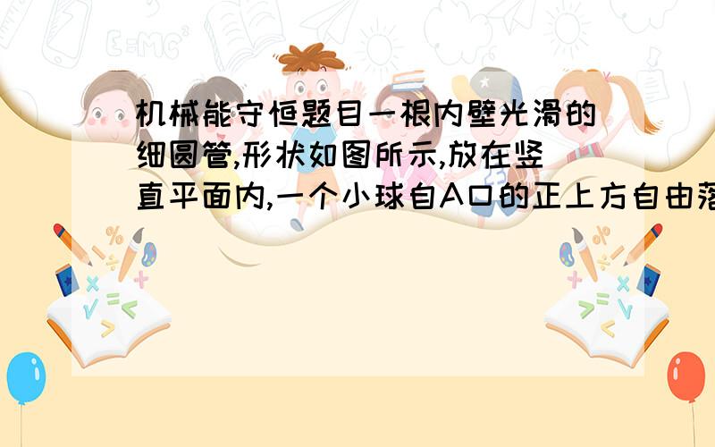 机械能守恒题目一根内壁光滑的细圆管,形状如图所示,放在竖直平面内,一个小球自A口的正上方自由落下,第一次小球恰能抵达C点；第二次落入A点后,自C口射出,恰能再进入A口,则小球两次下落