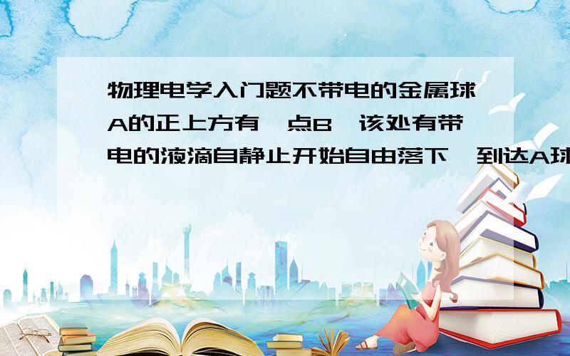 物理电学入门题不带电的金属球A的正上方有一点B,该处有带电的液滴自静止开始自由落下,到达A球后电荷全部传给A球,不计其他的影响,则下面的叙述为什么错误：当液滴下落到重力等于库伦