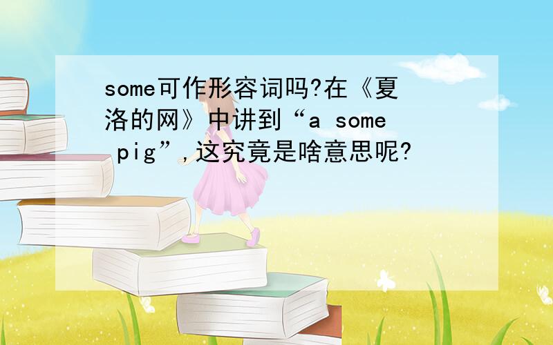 some可作形容词吗?在《夏洛的网》中讲到“a some pig”,这究竟是啥意思呢?