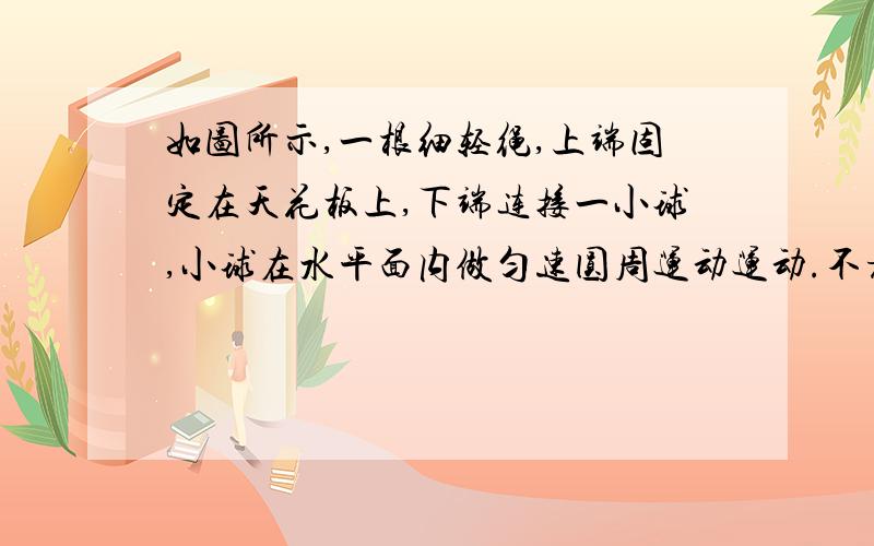 如图所示,一根细轻绳,上端固定在天花板上,下端连接一小球,小球在水平面内做匀速圆周运动运动.不考虑阻力,设θ可取值θ1 和θ2,与之对应的小球运动的周期用T1和T2表示,则当θ1＞θ2时,A）T1＞