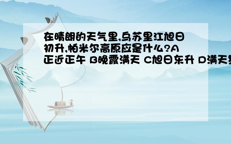 在晴朗的天气里,乌苏里江旭日初升,帕米尔高原应是什么?A正近正午 B晚霞满天 C旭日东升 D满天星斗