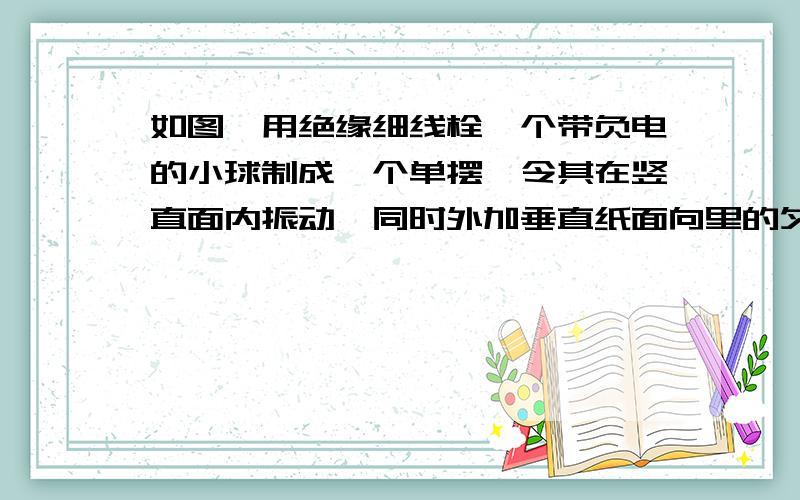 如图,用绝缘细线栓一个带负电的小球制成一个单摆,令其在竖直面内振动,同时外加垂直纸面向里的匀强磁场和竖直的匀强电场,在摆球摆动过程中,不计空气阻力,下列说法正确 A.球的机械能守