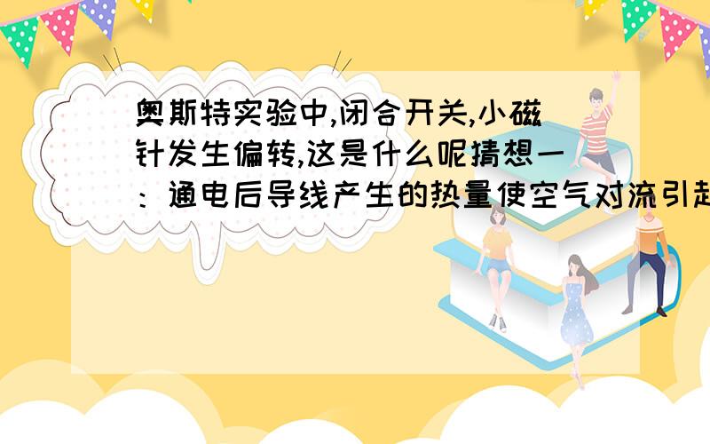 奥斯特实验中,闭合开关,小磁针发生偏转,这是什么呢猜想一：通电后导线产生的热量使空气对流引起猜想二：通电后导线周围产生了磁场引起为了验证猜想二,最简单的实验操作是_____________