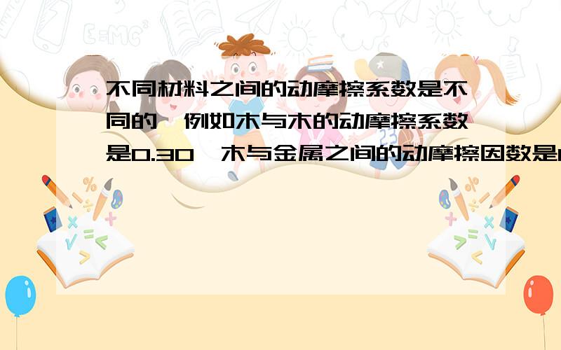 不同材料之间的动摩擦系数是不同的,例如木与木的动摩擦系数是0.30,木与金属之间的动摩擦因数是0.20.现分别用木与金属制作成多个形状一样,粗糙程度一样的长方体.选择其中两个长方体A与B,