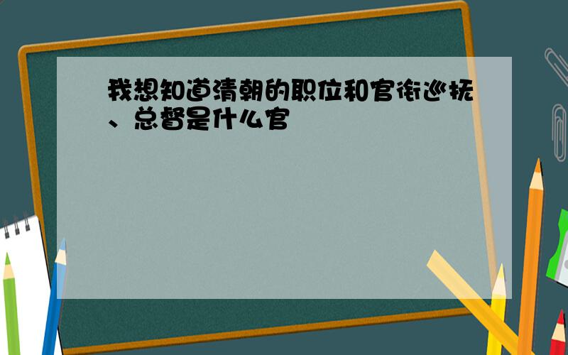 我想知道清朝的职位和官衔巡抚、总督是什么官