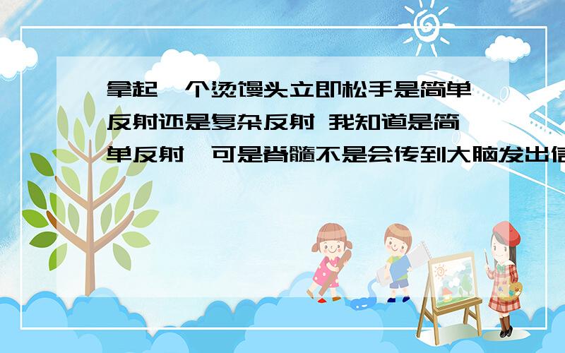 拿起一个烫馒头立即松手是简单反射还是复杂反射 我知道是简单反射,可是脊髓不是会传到大脑发出信号才会感觉疼痛吗 这到底是什么反射 急·~我就这个不懂 哥哥姐姐快来帮忙 马上期末考