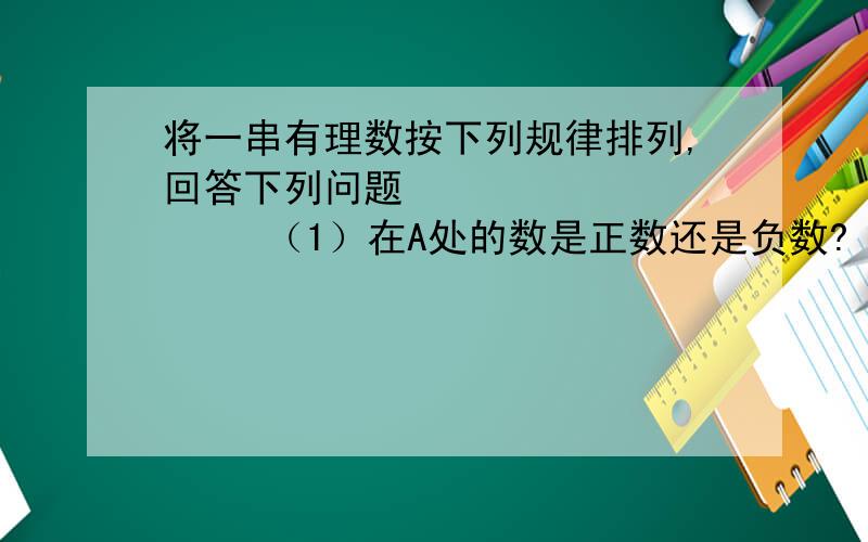 将一串有理数按下列规律排列,回答下列问题             （1）在A处的数是正数还是负数?（2）负数排在A.B.C.D中的什么位置?（3）第2010个数是正数还是负数?排在对应于A.B.C.D中的什么位置?