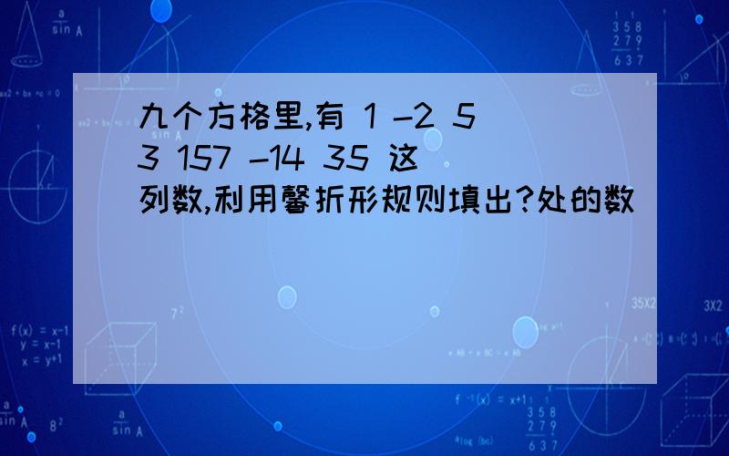 九个方格里,有 1 -2 53 157 -14 35 这列数,利用馨折形规则填出?处的数